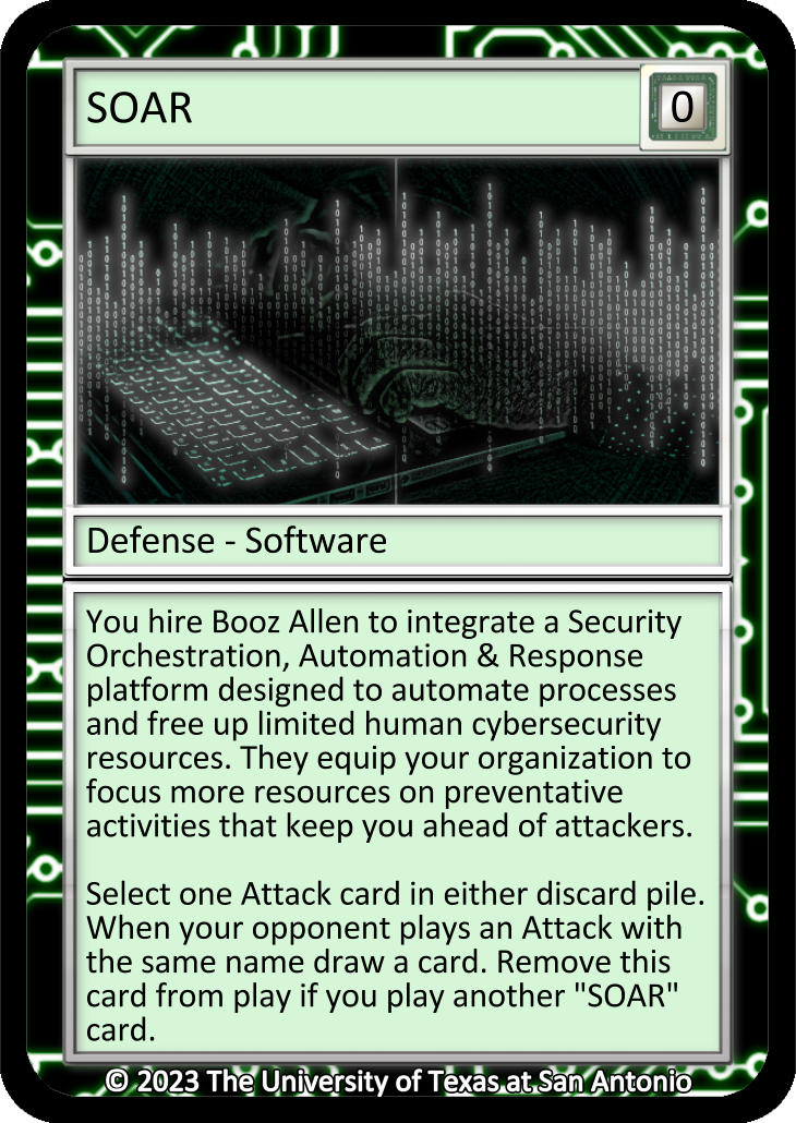 SOAR, Defense-Software card