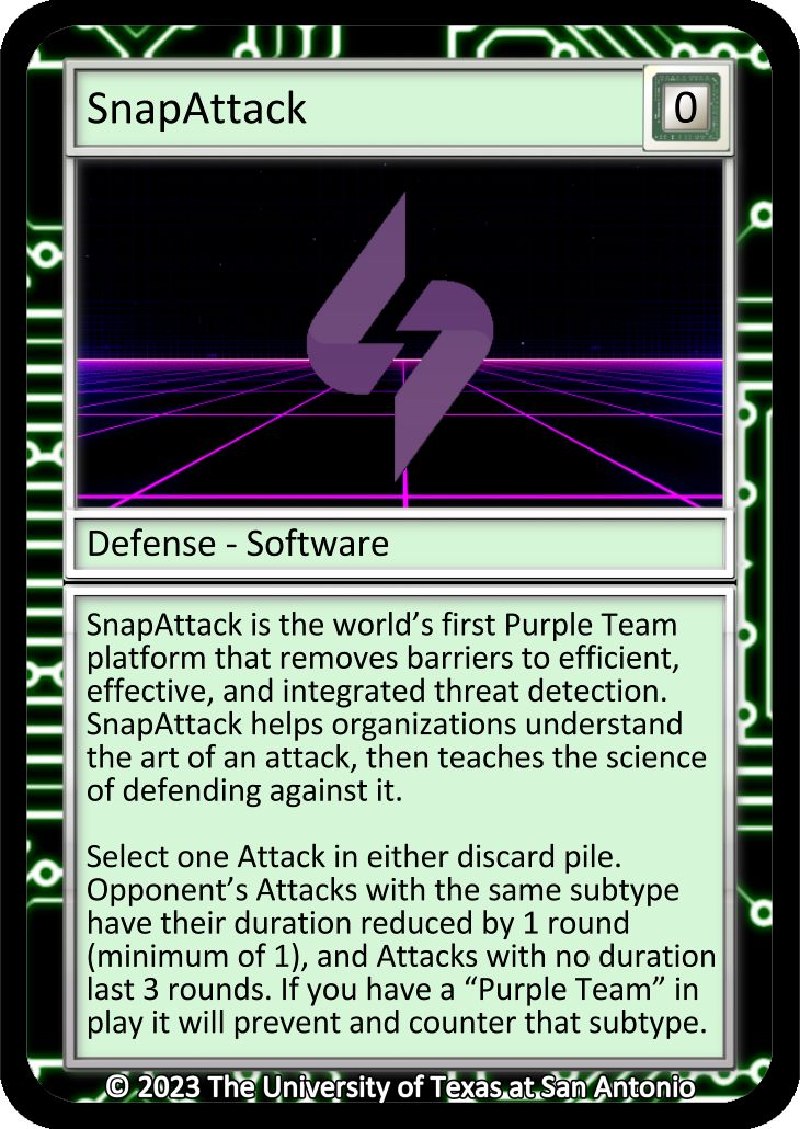 SnapAttack, Defense-Software card