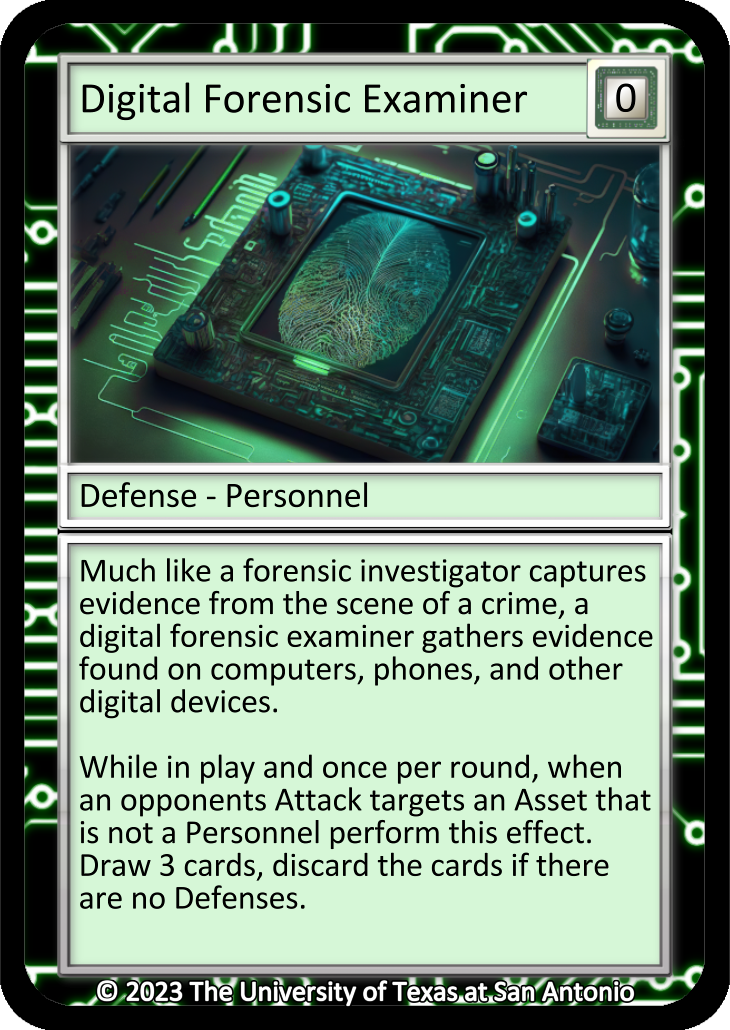 Digital Forensic Examiner Defense-Personnel card